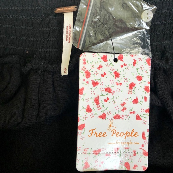 Free People Sugarpie Mini Black Deep V Boho Dress - Picture 5 of 6